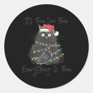 Weihnachten Schwarze Katze Es ist schön, dass ich  Runder Aufkleber