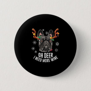 Weihnachten Schwarzer Französischer Bulldogge Hirs Button