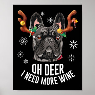 Weihnachten Schwarzer Französischer Bulldogge Hirs Poster