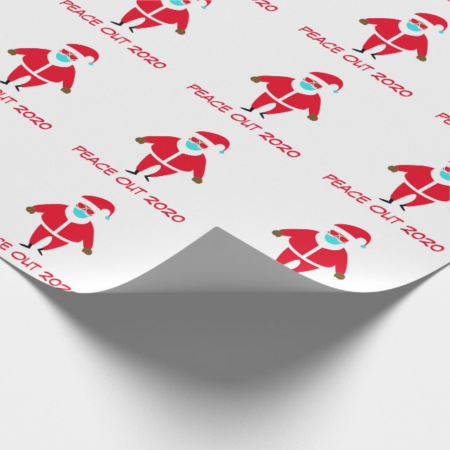 Weihnachten Schwarzes Gesicht Maske Peace Out 2020 Geschenkpapier (Ecke)