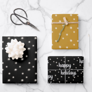 Weihnachten Schwarzes Gold glückliche Ferien Weihn Geschenkpapier Set