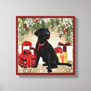 WEIHNACHTEN SCHWARZES LABRADOR LEINWANDDRUCK