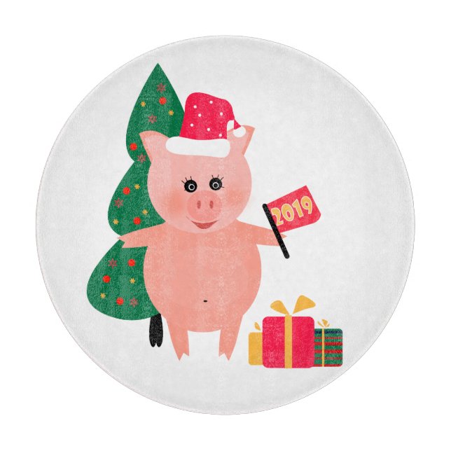 Weihnachten, Schweinejahr Schneidebrett (Vorderseite)