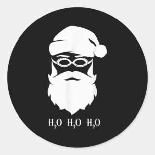 Weihnachten schwimmen Weihnachtsmann H20 Schwimmer Runder Aufkleber