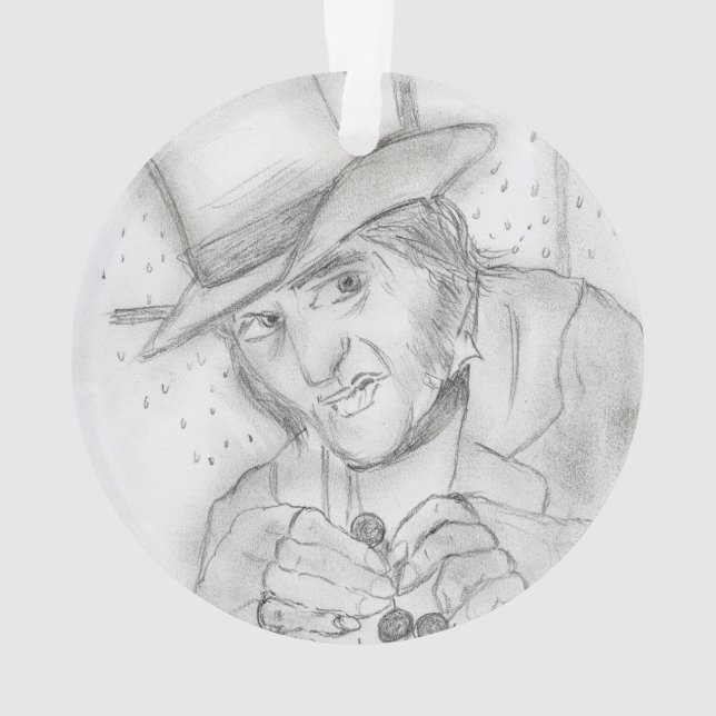 Weihnachten - Scrooge in Schwarz und Weiß Ornament (Rückseite)