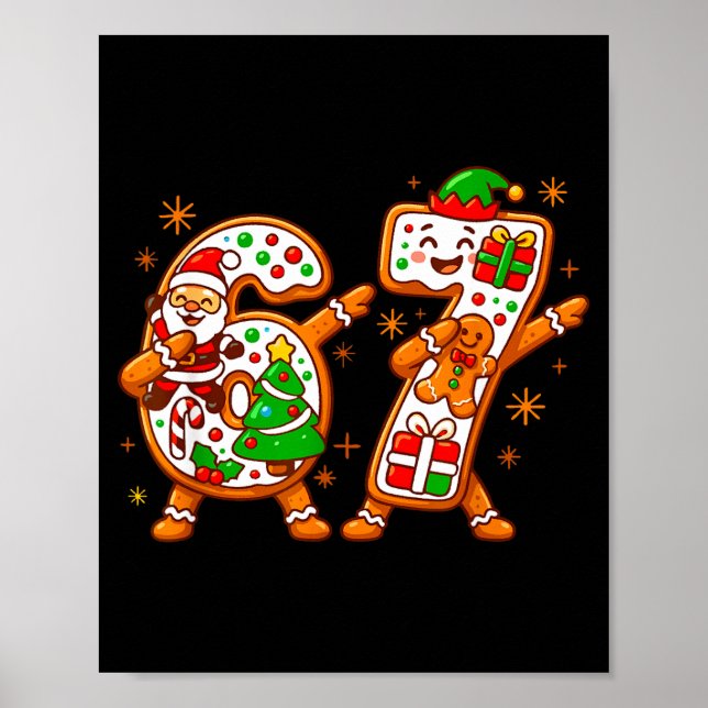 Weihnachten Sechs Sieben Dabbing Cool Meme 67 Xmas Poster (Vorne)