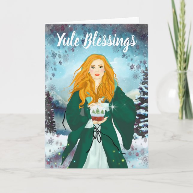 Weihnachten Segnung Wintersonnenschnee Magick Hexe Karte (Vorderseite)