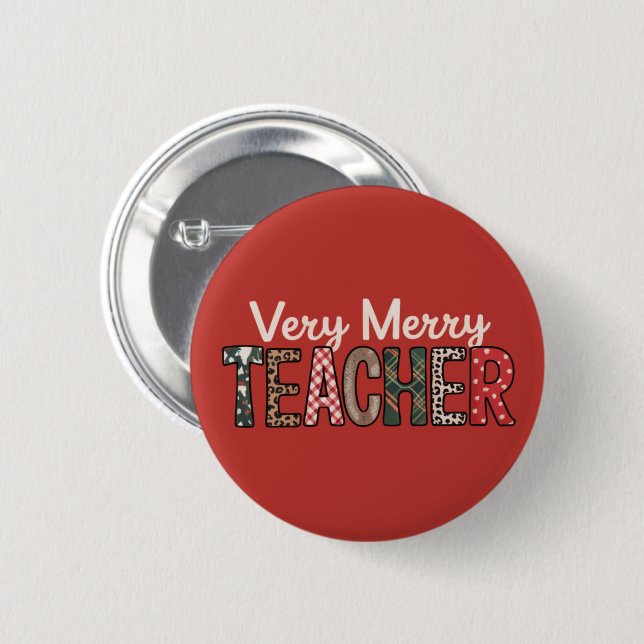 Weihnachten Sehr frohe Lehrerin Leopard Tree Button (Vorne & Hinten)