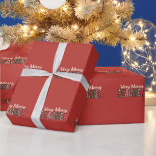 Weihnachten Sehr Fröhlicher Lehrer Leopard Baum Geschenkpapier