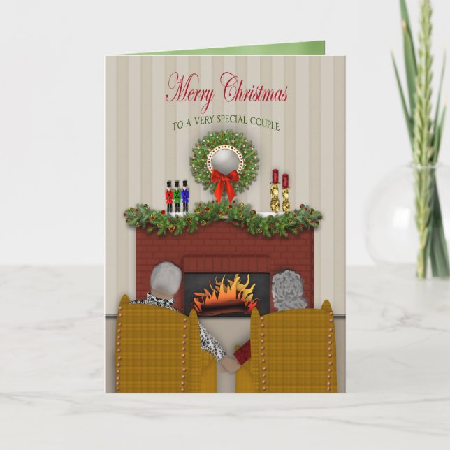 Weihnachten, Seniorenpaare, die Hände halten Karte (Vorderseite)