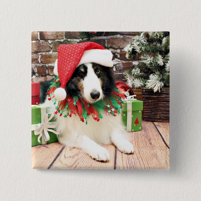 Weihnachten - Sheltie - Bandit Button (Vorderseite)