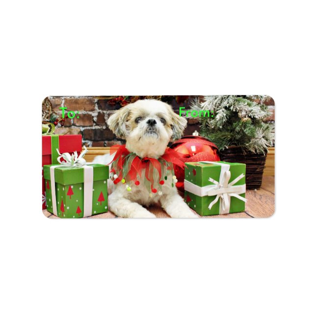 Weihnachten - Shih Tzu - Bailey Adressaufkleber (Vorne)