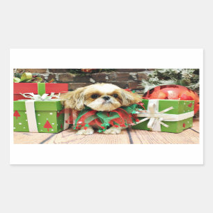 Weihnachten - Shih Tzu - Earl Rechteckiger Aufkleber