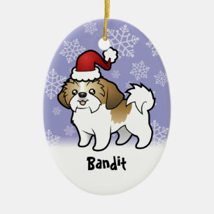 Weihnachten Shih Tzu (Welpe geschnitten) (addieren Keramikornament