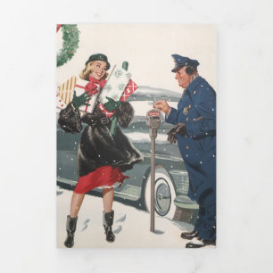 Weihnachten, Shopping präsentiert Polizisten Dreifach Gefaltete Urlaubskarte