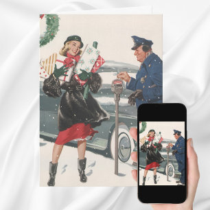 Weihnachten, Shopping präsentiert Polizisten Feiertagskarte