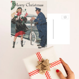 Weihnachten, Shopping präsentiert Polizisten Feiertagspostkarte