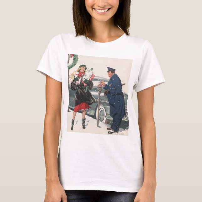 Weihnachten, Shopping präsentiert Polizisten T-Shirt (Vorderseite)
