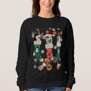 Weihnachten Siberian Husky Sock Xmas Sweatshirt