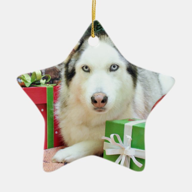 Weihnachten - sibirischer Husky - Juliet Keramik Ornament (Vorne)