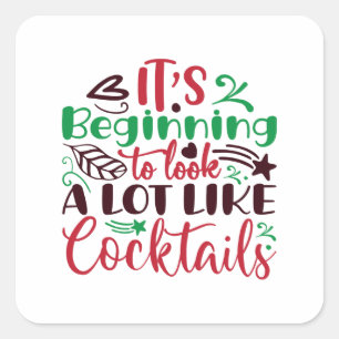 Weihnachten sieht wie Cocktails aus Quadratischer Aufkleber