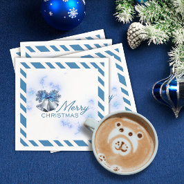Weihnachten Silberglocken Blau Serviette