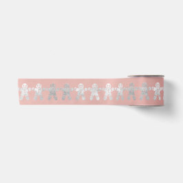 Weihnachten Silver Gingerbrei Man Pink Rose Satinband
