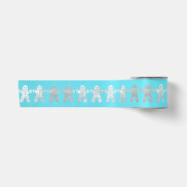 Weihnachten Silver Gingerbrot Mann Blau Satinband