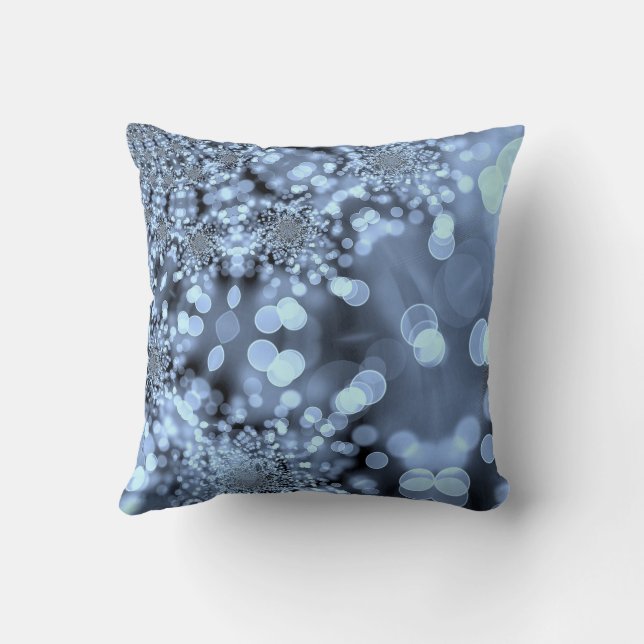 Weihnachten Silvery Blue Snowflake Kissen (Rückseite)