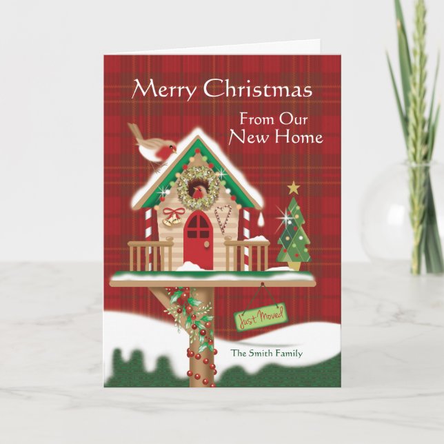 Weihnachten, sind wir, niedlicher Birdhouse Karte (Vorderseite)