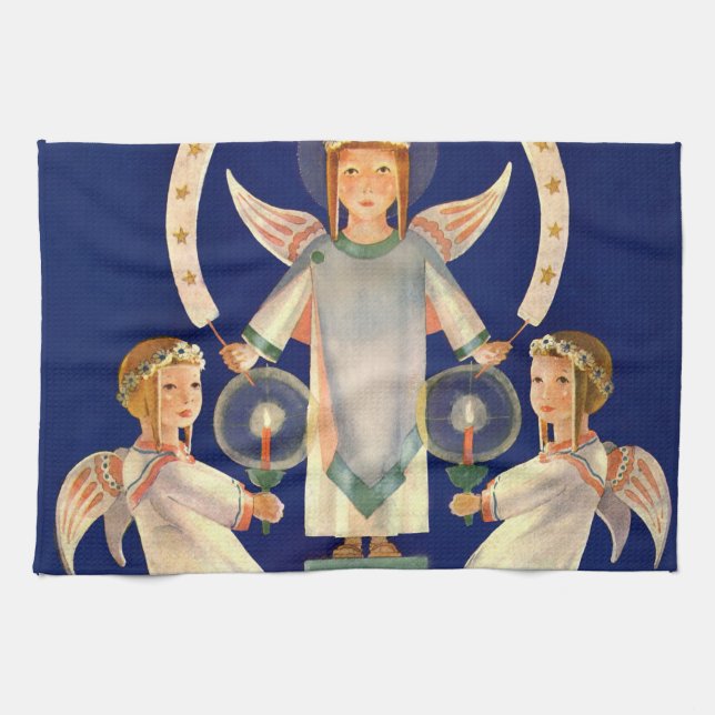 Weihnachten, Skandinavien Santa Lucia Engel Geschirrtuch (Horizontal)