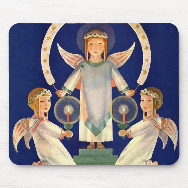 Weihnachten, Skandinavien Santa Lucia Engel Mousepad (Vorne)