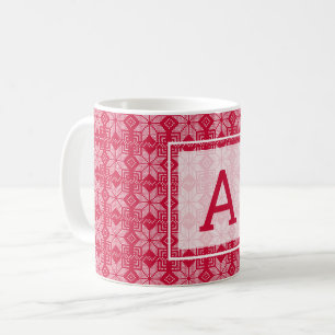 Weihnachten, skandinavische, rote, weiße, Schneefl Kaffeetasse