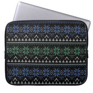 Weihnachten , skandinavisches Muster, schwarz Laptopschutzhülle
