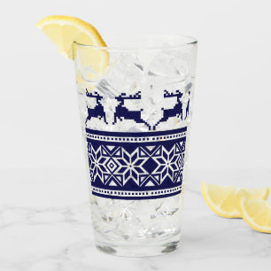 Weihnachten, skandinavisches Volk Blau und Weiß Glas