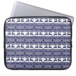Weihnachten, skandinavisches Volk Blau und Weiß Laptopschutzhülle