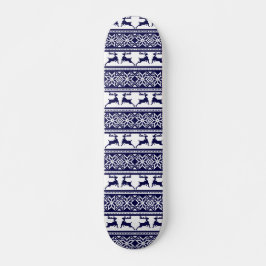Weihnachten, skandinavisches Volk Blau und Weiß Skateboard
