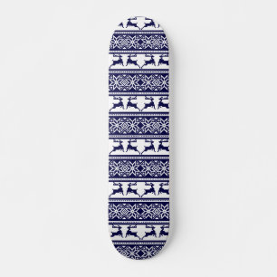 Weihnachten, skandinavisches Volk Blau und Weiß Skateboard