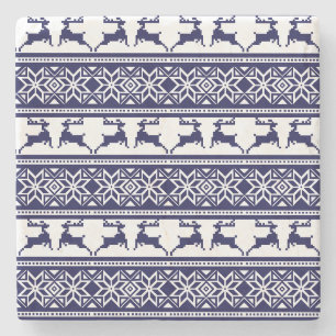 Weihnachten, skandinavisches Volk Blau und Weiß Steinuntersetzer