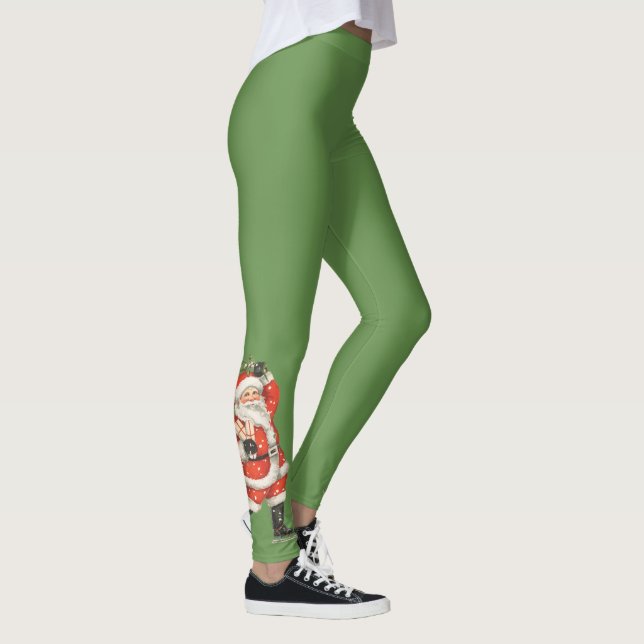Weihnachten, Skaten Santa Claus w Mistletoe Leggings (Rechts)