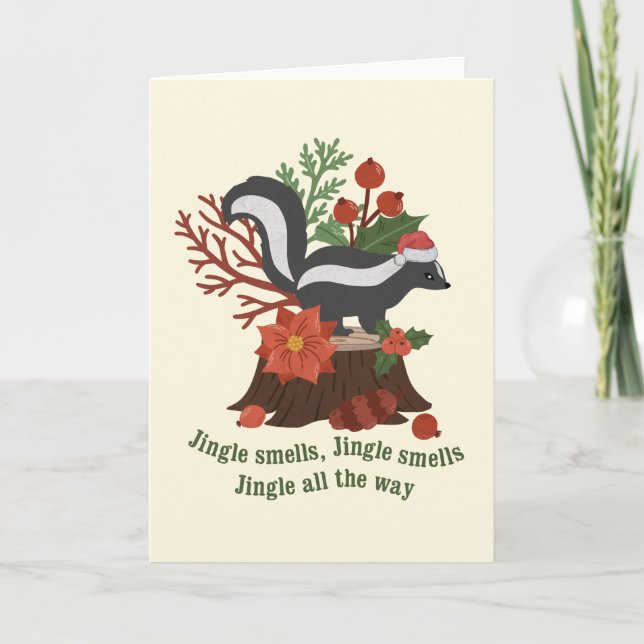 Weihnachten Skunk Pun: Jingle Riechen Karte (Vorderseite)