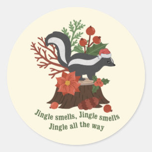 Weihnachten Skunk Pun: Jingle Riechen Runder Aufkleber