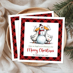 Weihnachten Skurriler Verrückter Gänse Humor Papie Serviette