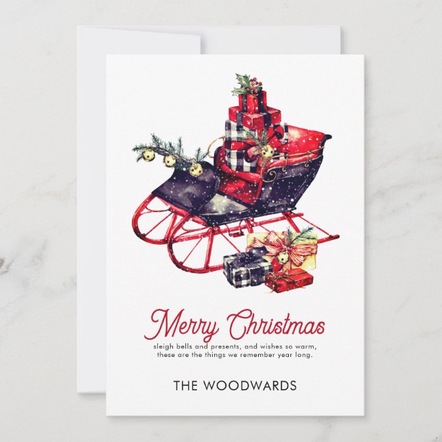 Weihnachten Sleigh Frohe Weihnachten (Vorderseite)