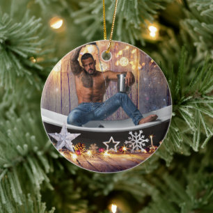 Weihnachten SlipperyJoe Silber goldene Sterne feuc Keramik Ornament
