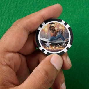 Weihnachten SlipperyJoe Silber goldene Sterne feuc Pokerchips