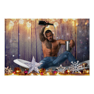 Weihnachten SlipperyJoe Silber goldene Sterne feuc Poster