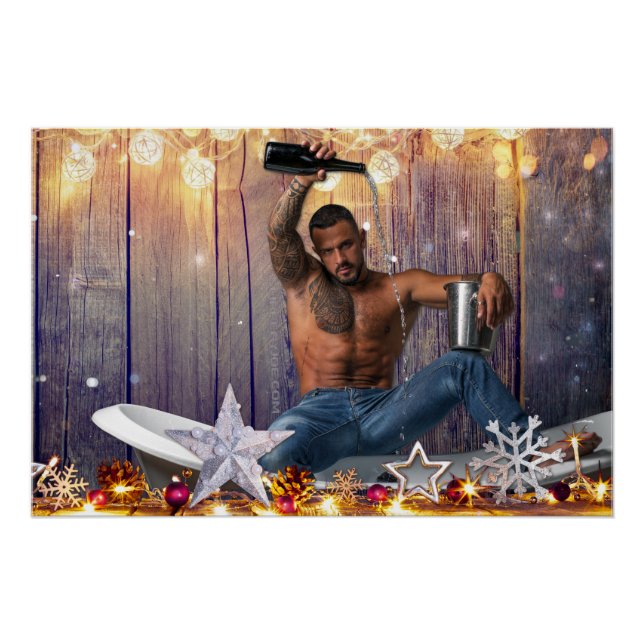 Weihnachten SlipperyJoe Silber goldene Sterne feuc Poster (Vorderseite)