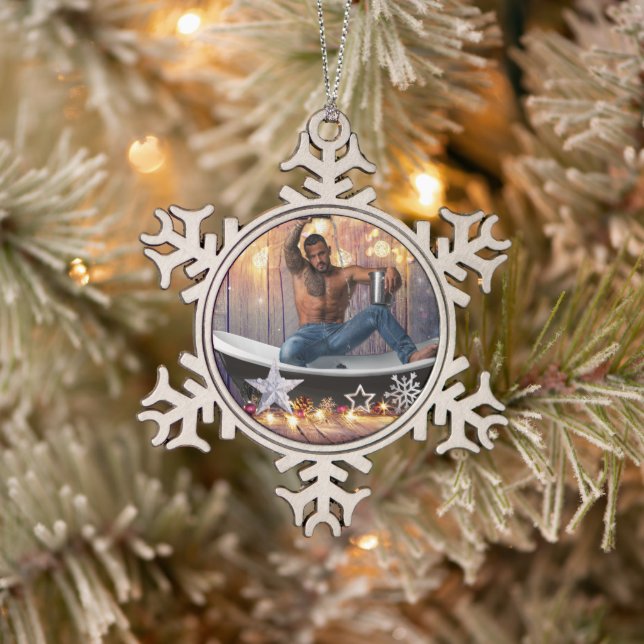 Weihnachten SlipperyJoe Silber goldene Sterne feuc Schneeflocken Zinn-Ornament (Baum)