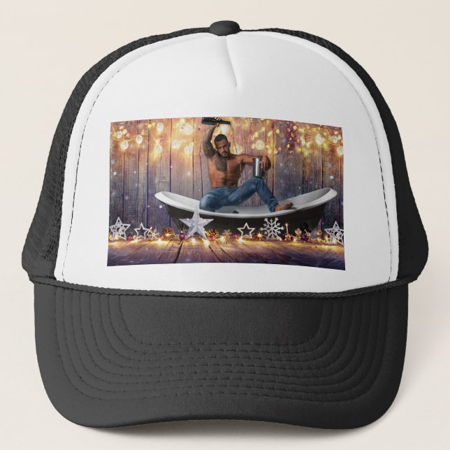 Weihnachten SlipperyJoe Silber goldene Sterne feuc Truckerkappe (Vorderseite)